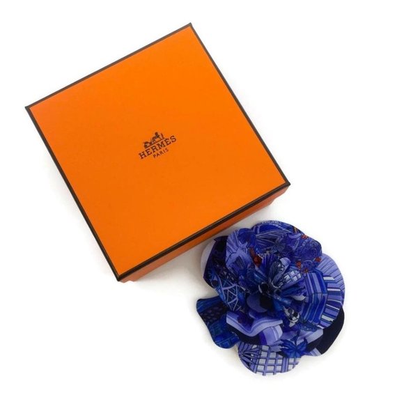 Hermès Marine Flora Twill De Soie Clip - Picture 6 of 6